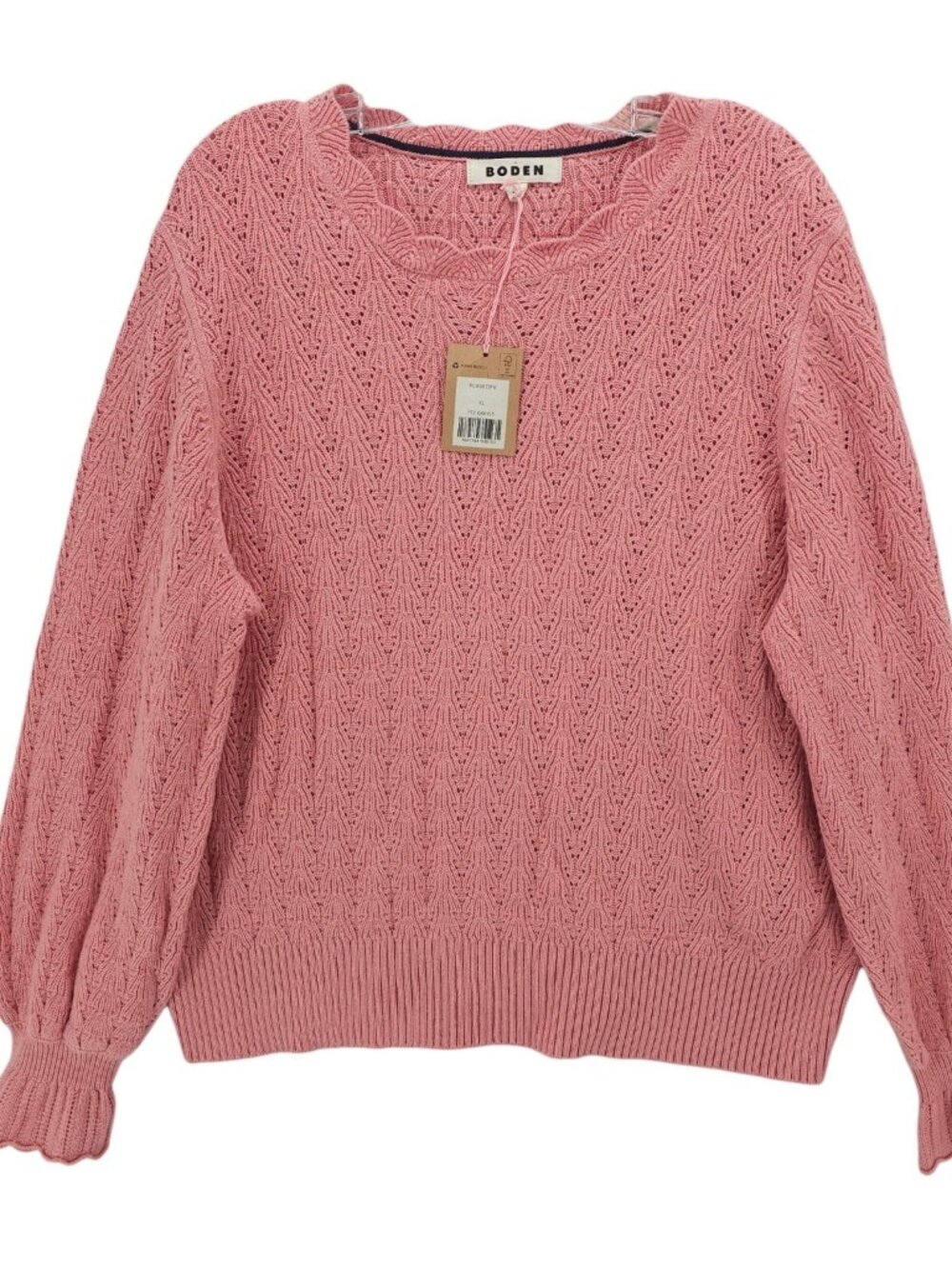 NWT BODEN Pointelle Stitch Jumper Sweater Dark Pink 4% Cashmere Size XL